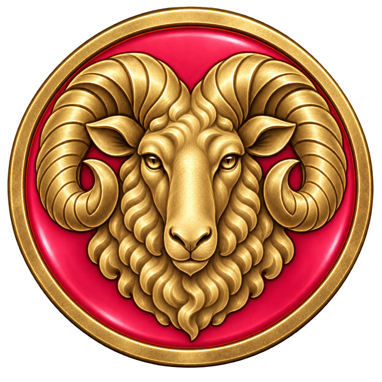 Aries refined regal gold medallion with its approved colored field
